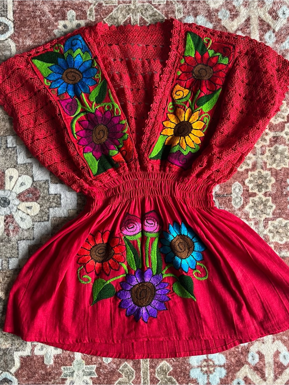 Hand Embroidered Mexican Floral Blouse